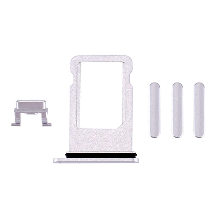 Card Tray + Volume Control Key + Power Button + Mute Switch Vibrator Key for iPhone 8 Plus (Silver)