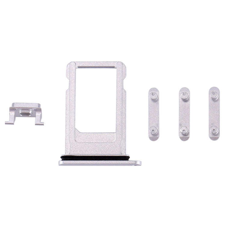 Card Tray + Volume Control Key + Power Button + Mute Switch Vibrator Key for iPhone 8 Plus (Silver)