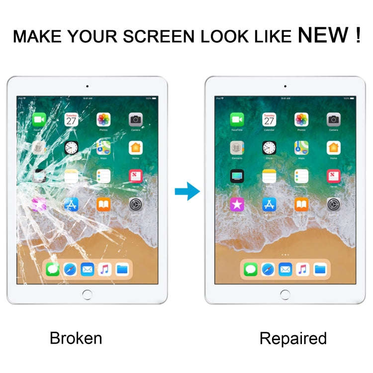For iPad 9.7 Front Screen Outer Glass Lens with OCA Optically Clear Adhesive (White)