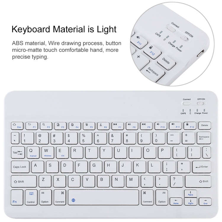 TG11B Detachable Bluetooth White Keyboard + Microfiber Leather Tablet Case for iPad Pro 11 inch (...
