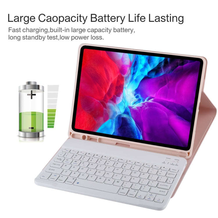 TG11B Detachable Bluetooth White Keyboard + Microfiber Leather Tablet Case for iPad Pro 11 inch (...