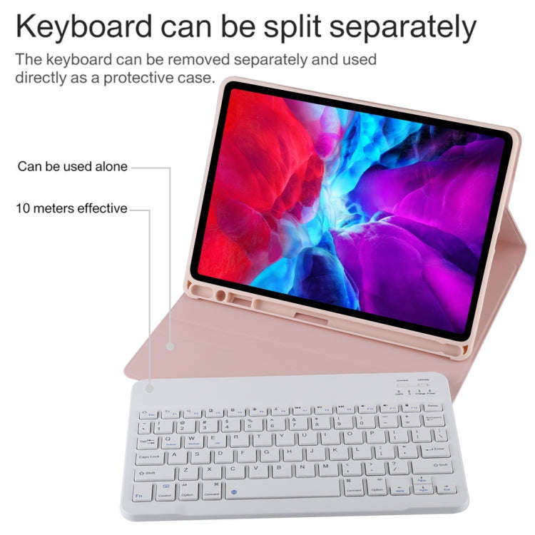 TG11B Detachable Bluetooth White Keyboard + Microfiber Leather Tablet Case for iPad Pro 11 inch (...