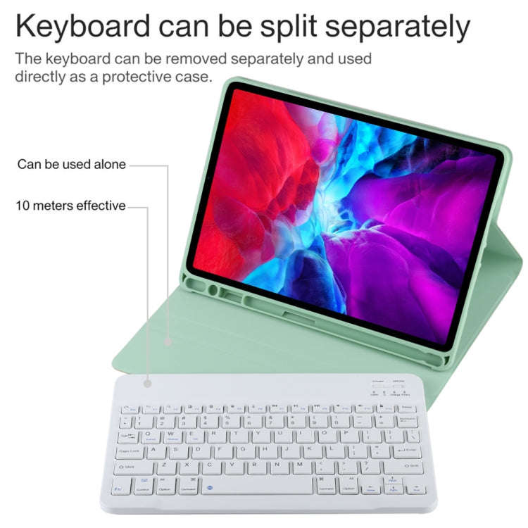 TG11B Detachable Bluetooth White Keyboard + Microfiber Leather Tablet Case for iPad Pro 11 inch (...