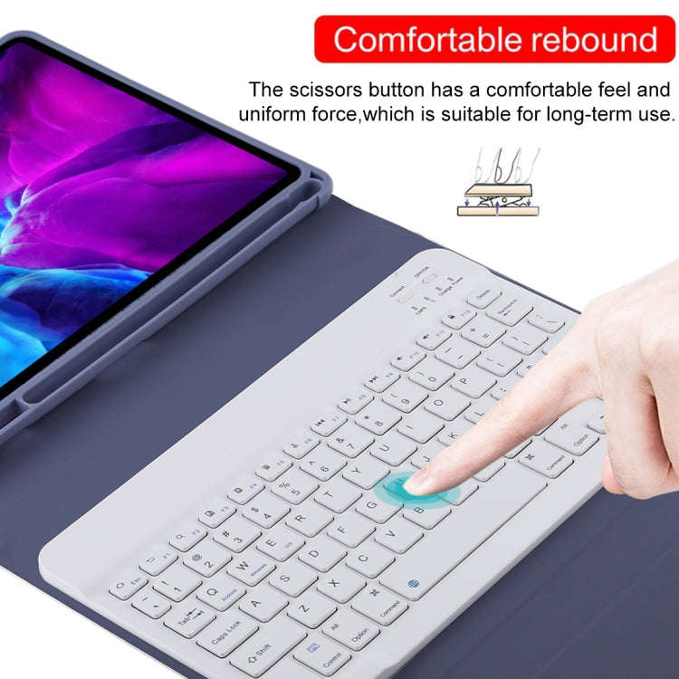 TG11B Detachable Bluetooth White Keyboard + Microfiber Leather Tablet Case for iPad Pro 11 inch (...