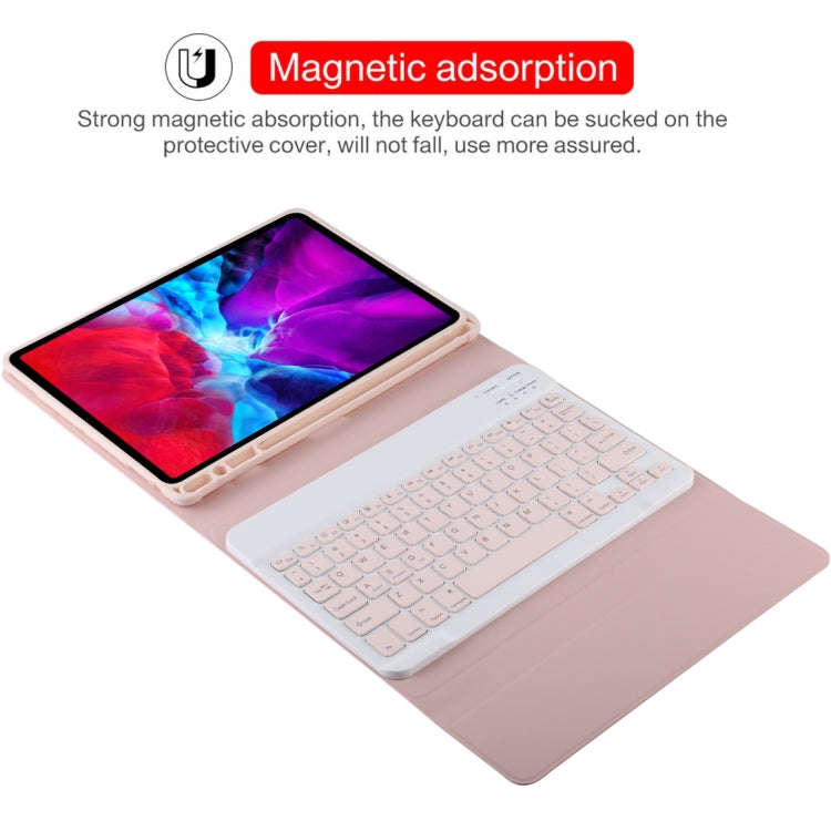 TG11B Detachable Bluetooth Pink Keyboard + Microfiber Leather Tablet Case for iPad Pro 11 inch (2...