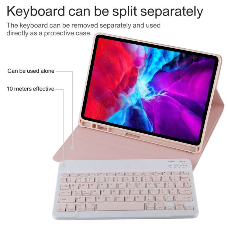 TG11B Detachable Bluetooth Pink Keyboard + Microfiber Leather Tablet Case for iPad Pro 11 inch (2...