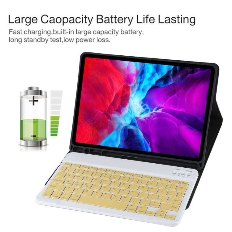 TG11B Detachable Bluetooth Yellow Keyboard + Microfiber Leather Tablet Case for iPad Pro 11 inch ...
