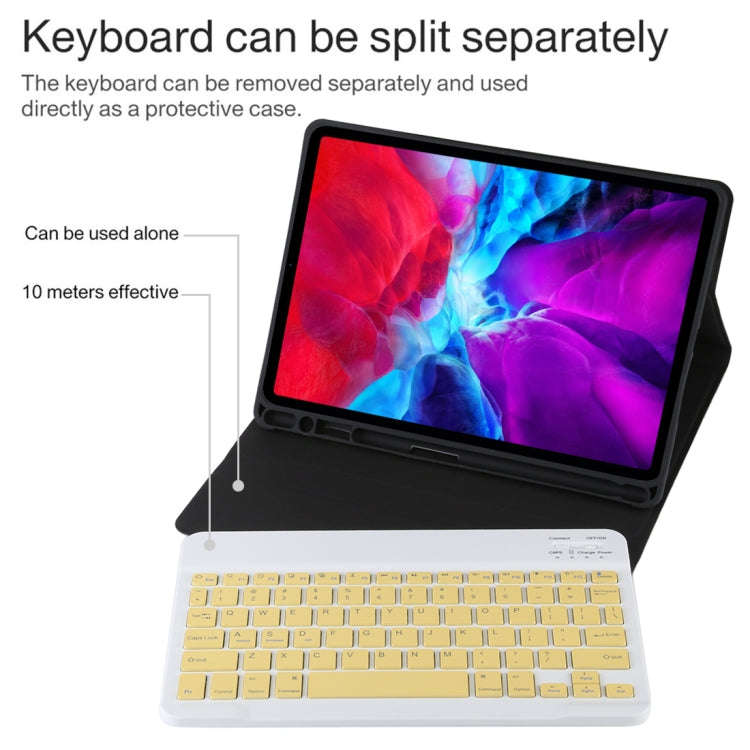 TG11B Detachable Bluetooth Yellow Keyboard + Microfiber Leather Tablet Case for iPad Pro 11 inch ...