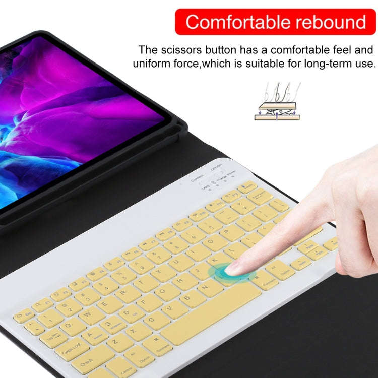 TG11B Detachable Bluetooth Yellow Keyboard + Microfiber Leather Tablet Case for iPad Pro 11 inch ...