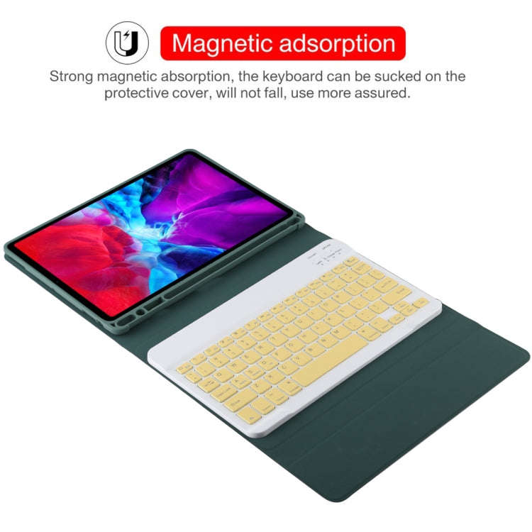 TG11B Detachable Bluetooth Yellow Keyboard + Microfiber Leather Tablet Case for iPad Pro 11 inch ...