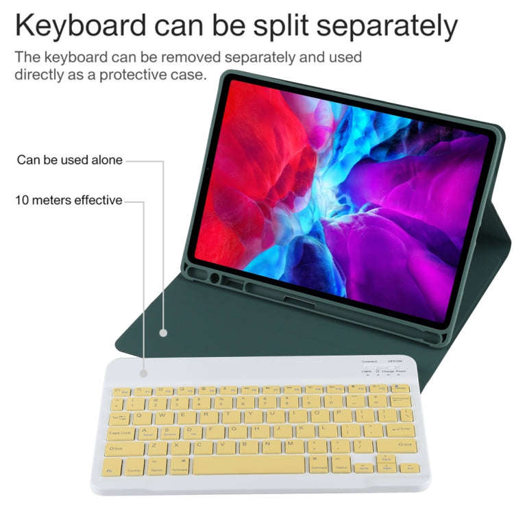 TG11B Detachable Bluetooth Yellow Keyboard + Microfiber Leather Tablet Case for iPad Pro 11 inch ...