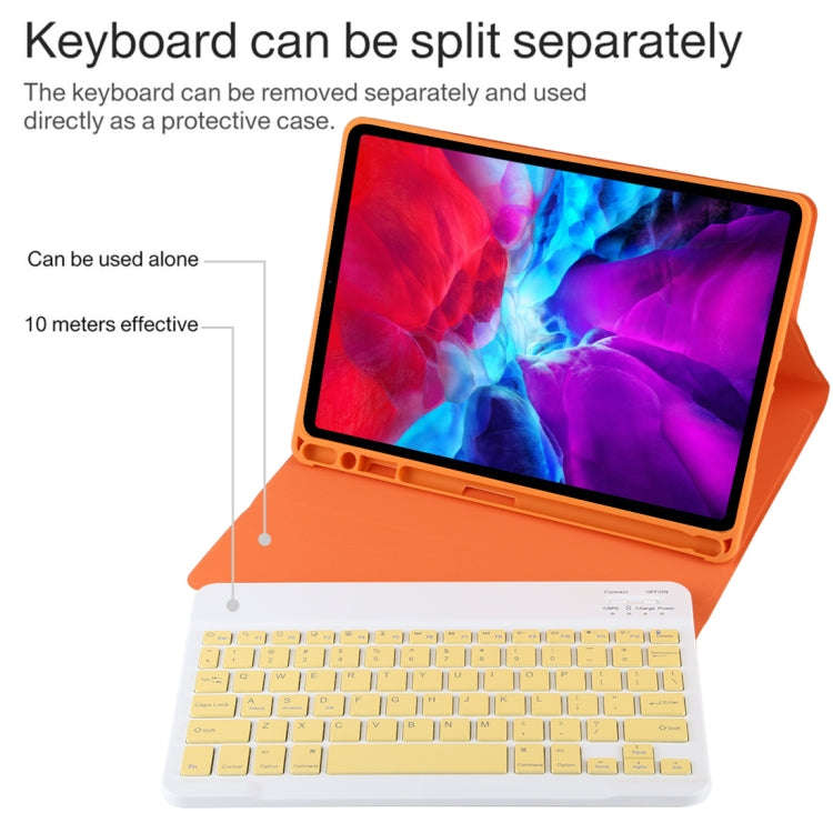 TG11B Detachable Bluetooth Yellow Keyboard + Microfiber Leather Tablet Case for iPad Pro 11 inch ...
