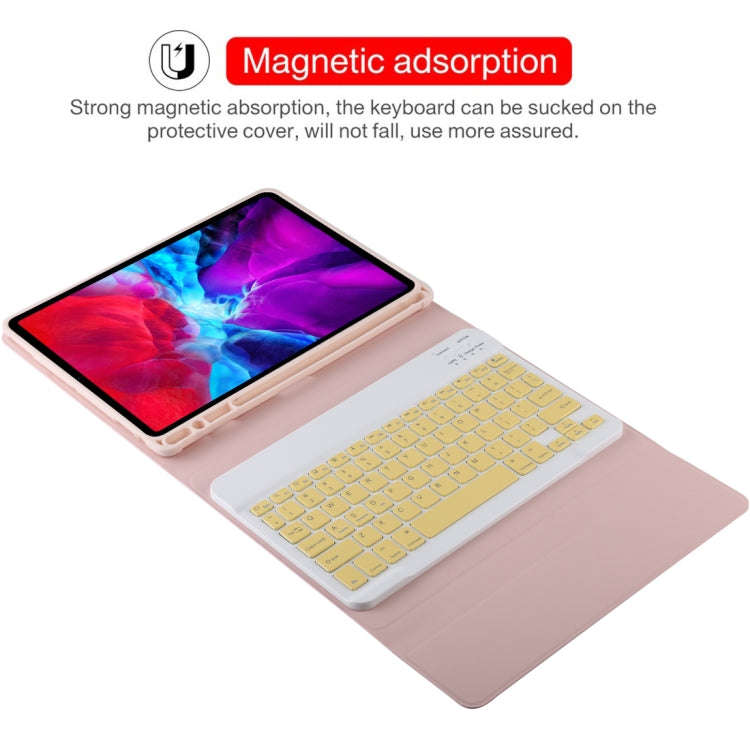 TG11B Detachable Bluetooth Yellow Keyboard + Microfiber Leather Tablet Case for iPad Pro 11 inch ...