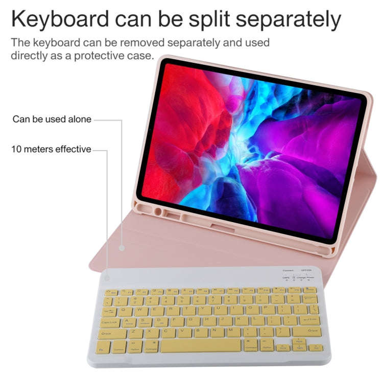 TG11B Detachable Bluetooth Yellow Keyboard + Microfiber Leather Tablet Case for iPad Pro 11 inch ...