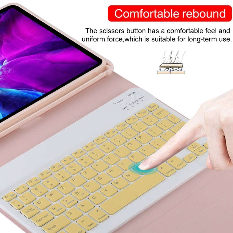 TG11B Detachable Bluetooth Yellow Keyboard + Microfiber Leather Tablet Case for iPad Pro 11 inch ...