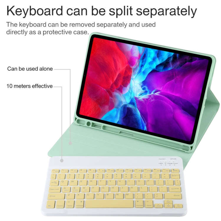 TG11B Detachable Bluetooth Yellow Keyboard + Microfiber Leather Tablet Case for iPad Pro 11 inch ...