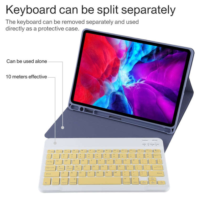 TG11B Detachable Bluetooth Yellow Keyboard + Microfiber Leather Tablet Case for iPad Pro 11 inch ...