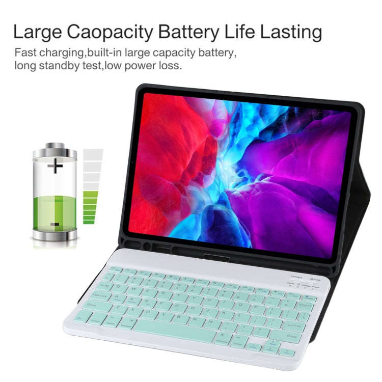 TG11B Detachable Bluetooth Green Keyboard + Microfiber Leather Tablet Case for iPad Pro 11 inch (...