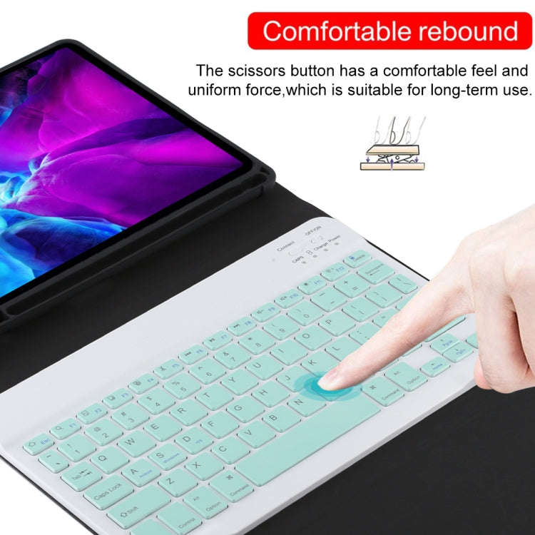 TG11B Detachable Bluetooth Green Keyboard + Microfiber Leather Tablet Case for iPad Pro 11 inch (...