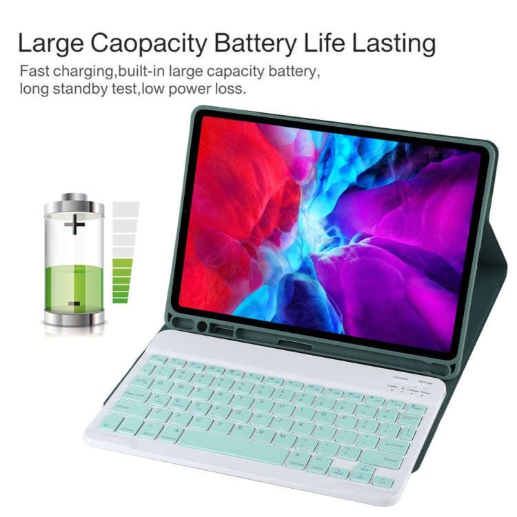 TG11B Detachable Bluetooth Green Keyboard + Microfiber Leather Tablet Case for iPad Pro 11 inch (...