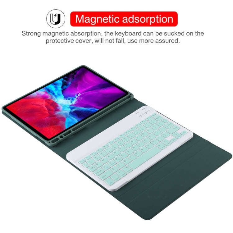 TG11B Detachable Bluetooth Green Keyboard + Microfiber Leather Tablet Case for iPad Pro 11 inch (...