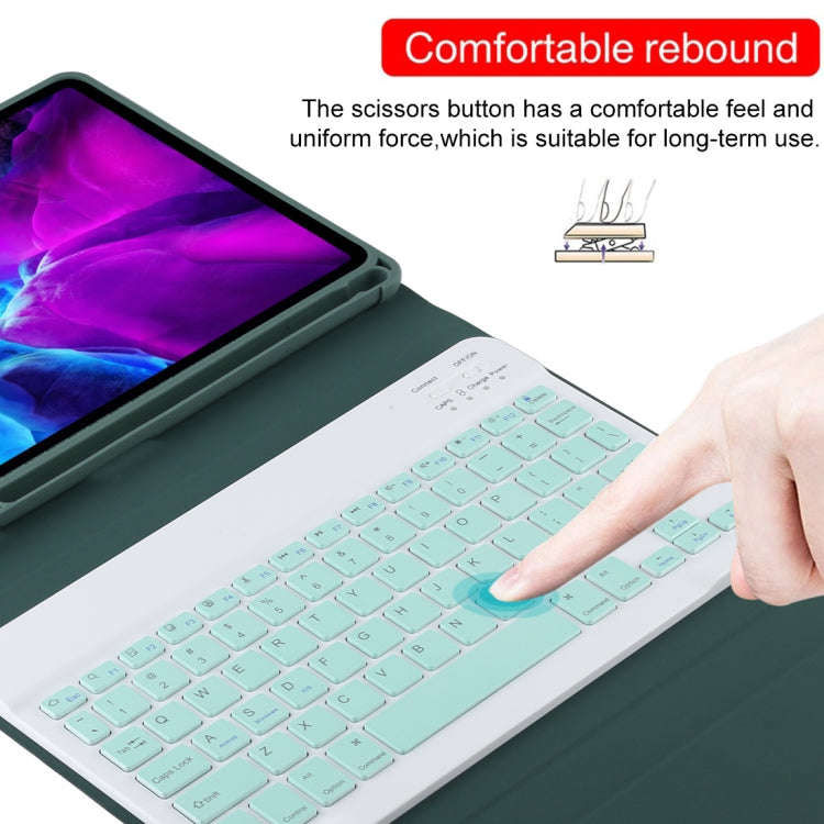 TG11B Detachable Bluetooth Green Keyboard + Microfiber Leather Tablet Case for iPad Pro 11 inch (...