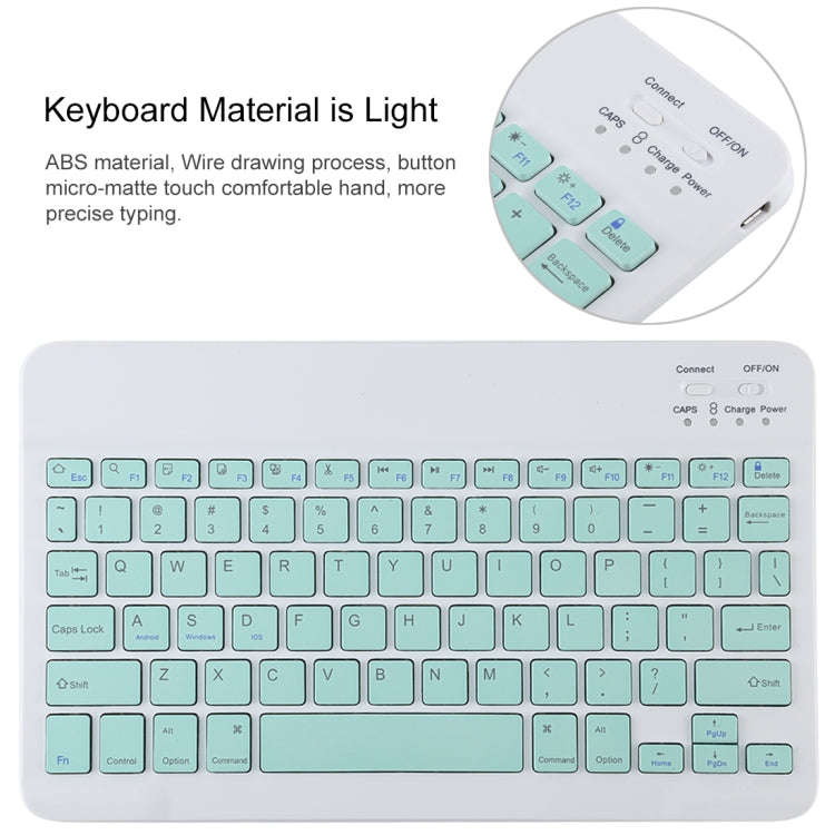 TG11B Detachable Bluetooth Green Keyboard + Microfiber Leather Tablet Case for iPad Pro 11 inch (...