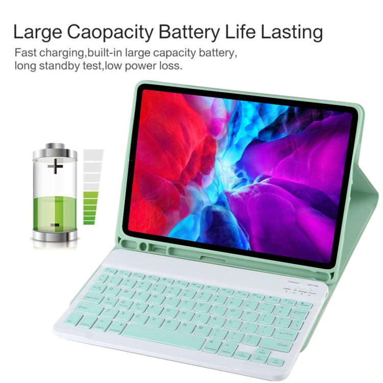 TG11B Detachable Bluetooth Green Keyboard + Microfiber Leather Tablet Case for iPad Pro 11 inch (...