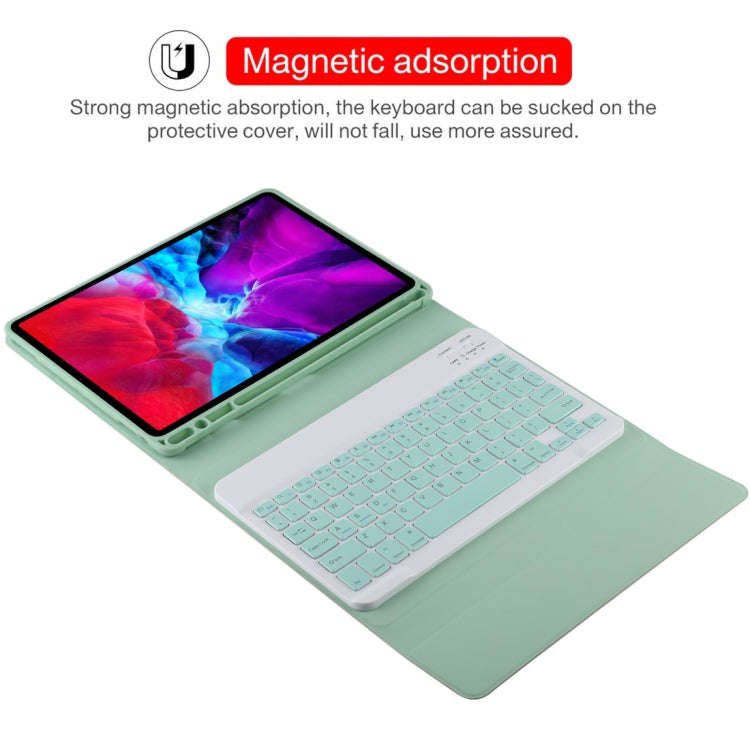 TG11B Detachable Bluetooth Green Keyboard + Microfiber Leather Tablet Case for iPad Pro 11 inch (...