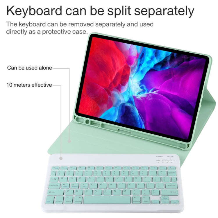TG11B Detachable Bluetooth Green Keyboard + Microfiber Leather Tablet Case for iPad Pro 11 inch (...