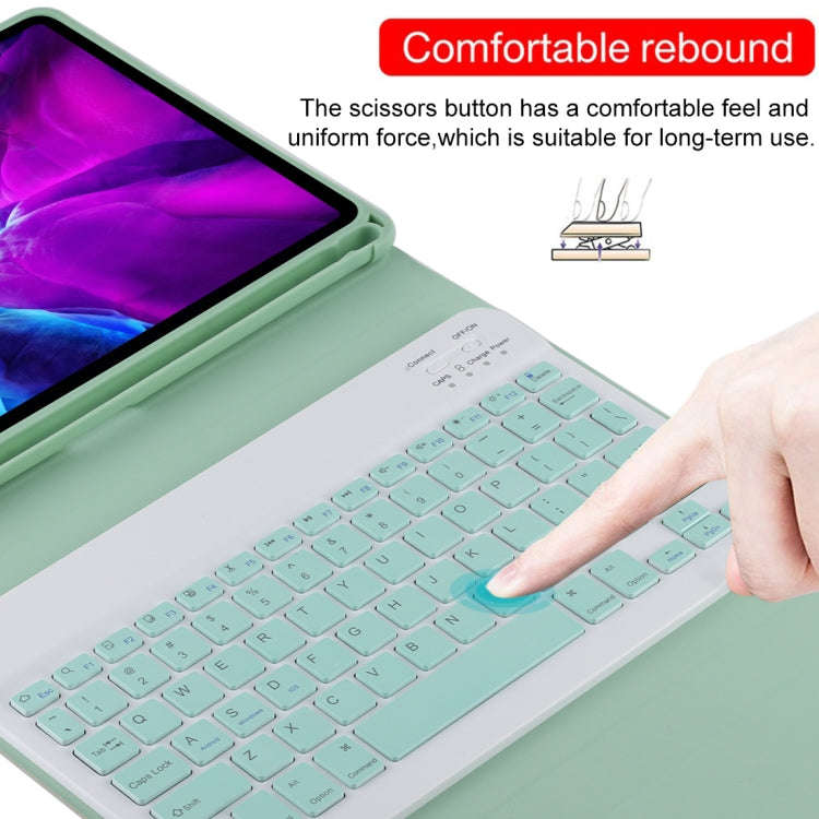 TG11B Detachable Bluetooth Green Keyboard + Microfiber Leather Tablet Case for iPad Pro 11 inch (...
