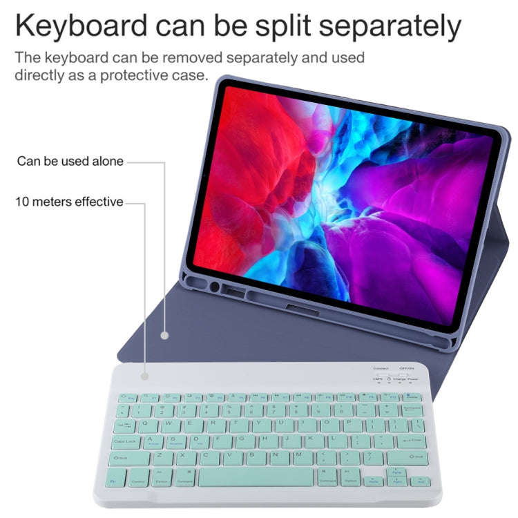 TG11B Detachable Bluetooth Green Keyboard + Microfiber Leather Tablet Case for iPad Pro 11 inch (...