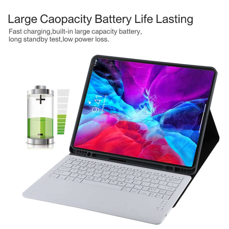 T129 Detachable Bluetooth White Keyboard Microfiber Leather Tablet Case for iPad Pro 12.9 inch (2...