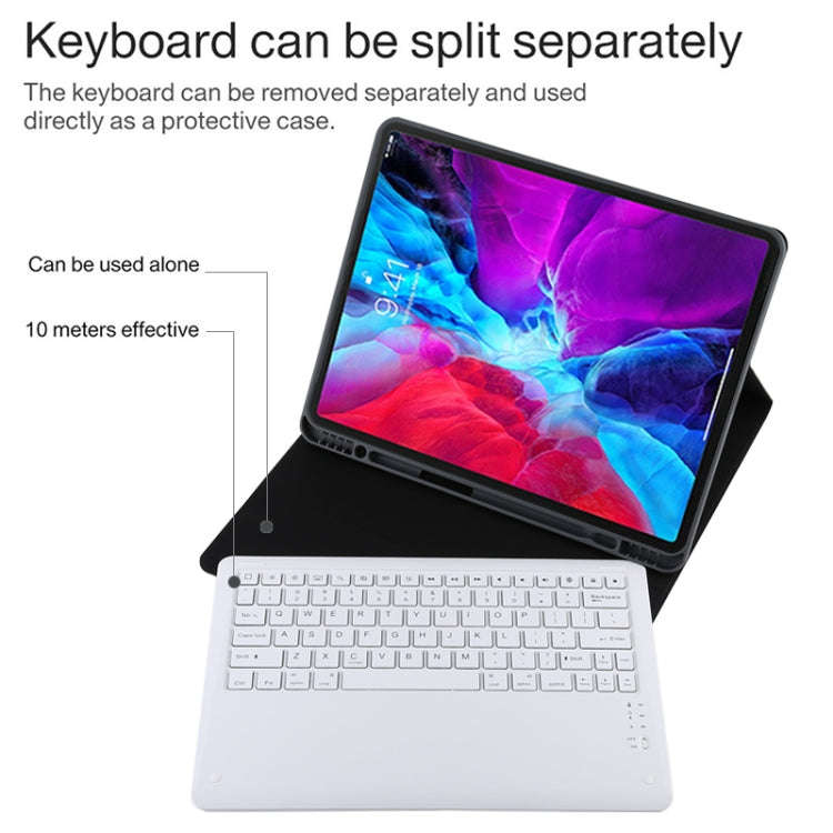 T129 Detachable Bluetooth White Keyboard Microfiber Leather Tablet Case for iPad Pro 12.9 inch (2...
