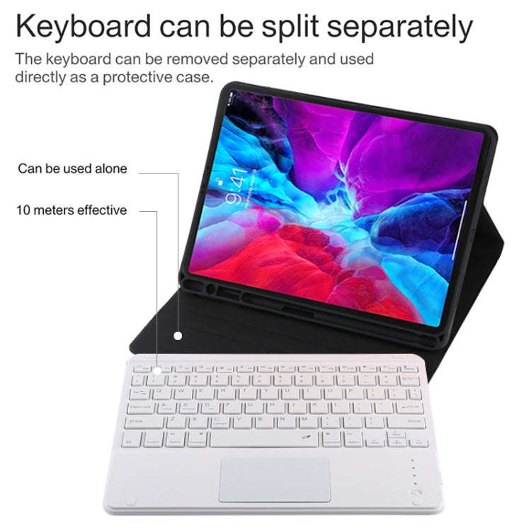 TG11BC Detachable Bluetooth White Keyboard Microfiber Leather Tablet Case for iPad Pro 11 inch (2...