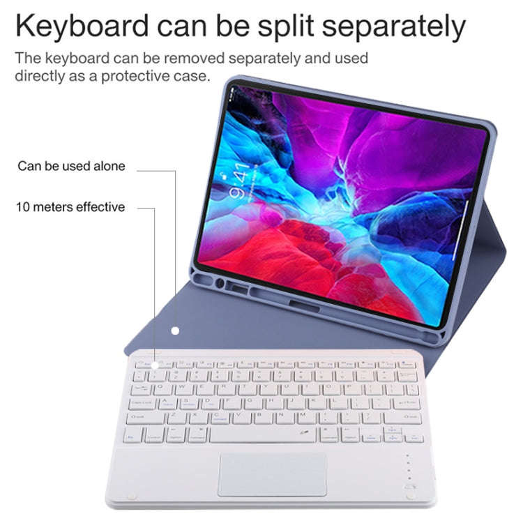 TG11BC Detachable Bluetooth White Keyboard Microfiber Leather Tablet Case for iPad Pro 11 inch (2...