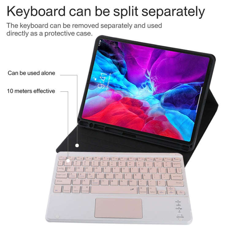 TG11BC Detachable Bluetooth Pink Keyboard Microfiber Leather Tablet Case for iPad Pro 11 inch (20...
