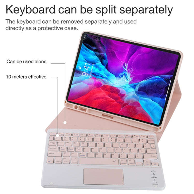 TG11BC Detachable Bluetooth Pink Keyboard Microfiber Leather Tablet Case for iPad Pro 11 inch (20...