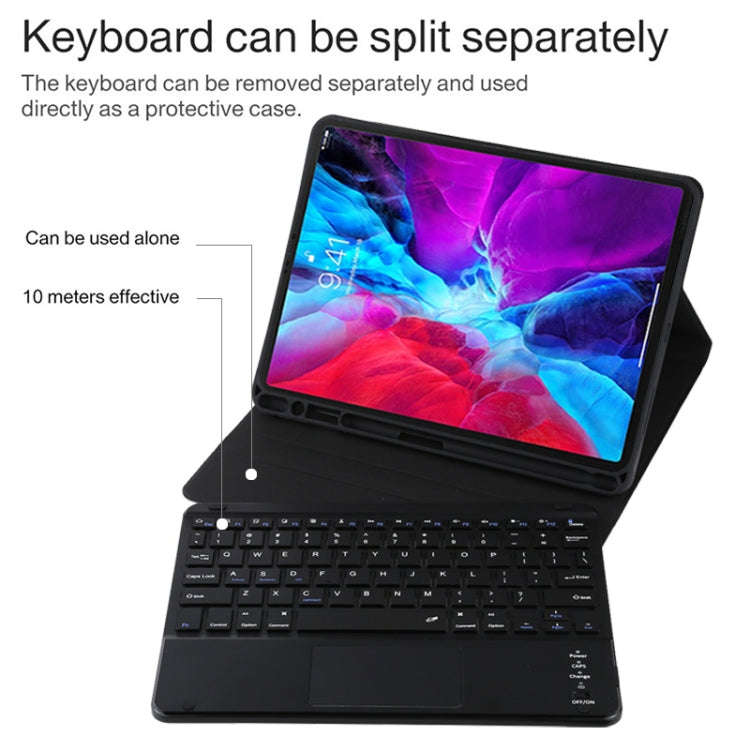 TG11BC Detachable Bluetooth Black Keyboard Microfiber Leather Tablet Case for iPad Pro 11 inch (2...