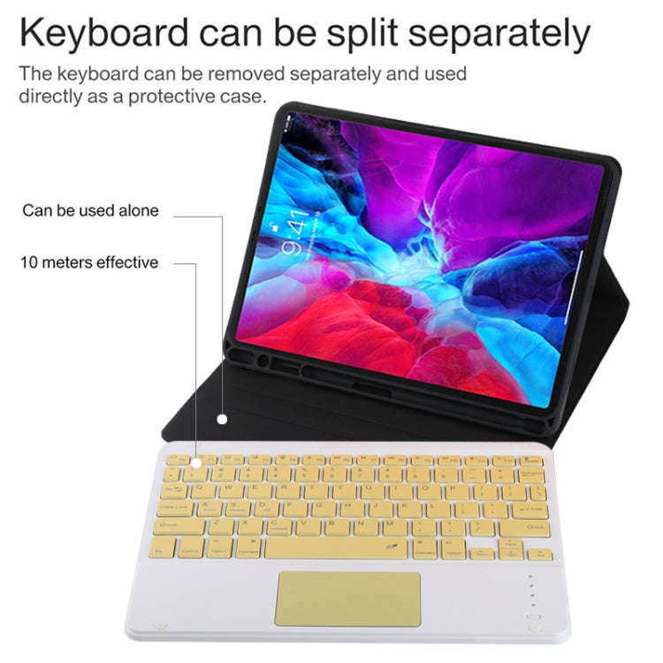 TG11BC Detachable Bluetooth Yellow Keyboard Microfiber Leather Tablet Case for iPad Pro 11 inch (...