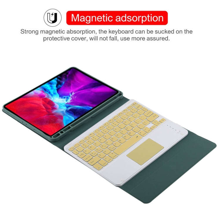 TG11BC Detachable Bluetooth Yellow Keyboard Microfiber Leather Tablet Case for iPad Pro 11 inch (...