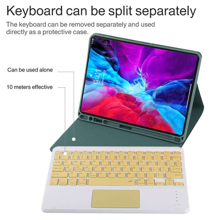 TG11BC Detachable Bluetooth Yellow Keyboard Microfiber Leather Tablet Case for iPad Pro 11 inch (...