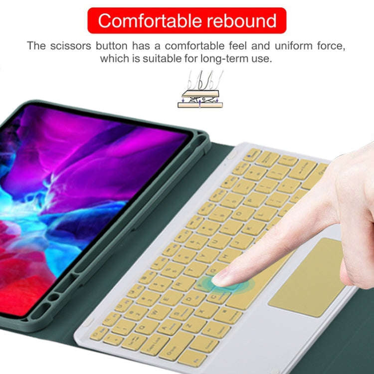 TG11BC Detachable Bluetooth Yellow Keyboard Microfiber Leather Tablet Case for iPad Pro 11 inch (...