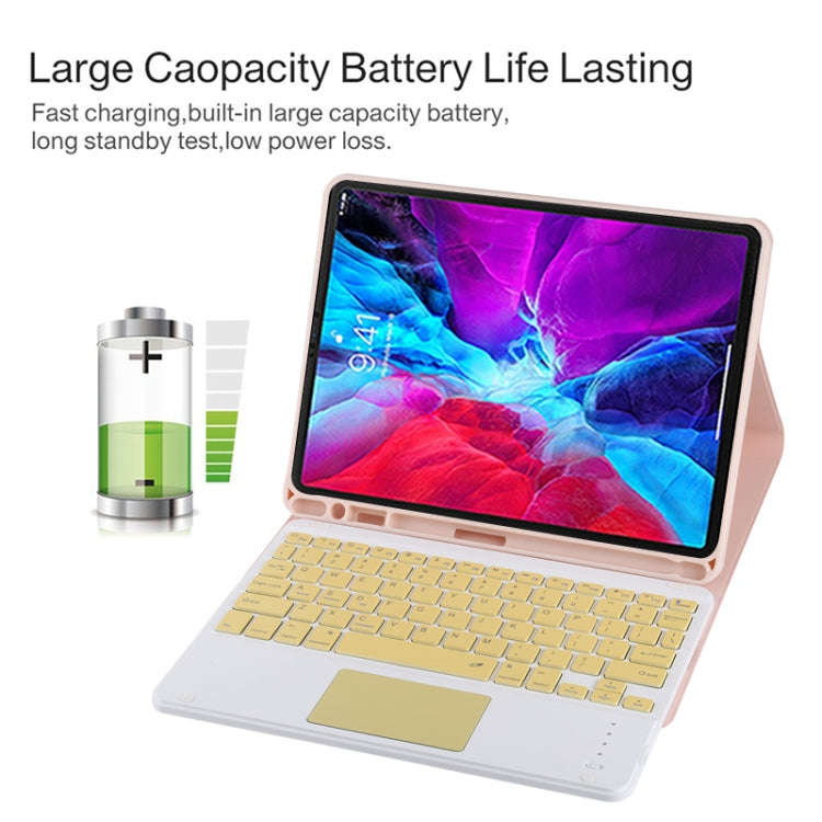 TG11BC Detachable Bluetooth Yellow Keyboard Microfiber Leather Tablet Case for iPad Pro 11 inch (...