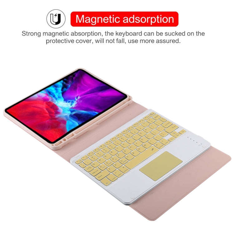 TG11BC Detachable Bluetooth Yellow Keyboard Microfiber Leather Tablet Case for iPad Pro 11 inch (...