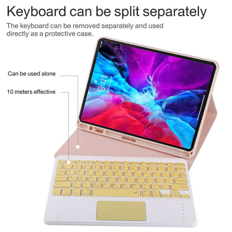 TG11BC Detachable Bluetooth Yellow Keyboard Microfiber Leather Tablet Case for iPad Pro 11 inch (...