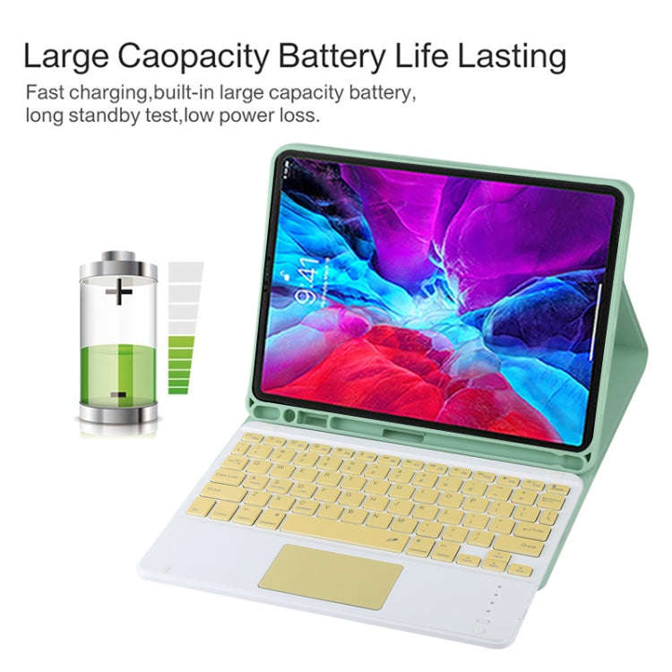 TG11BC Detachable Bluetooth Yellow Keyboard Microfiber Leather Tablet Case for iPad Pro 11 inch (...
