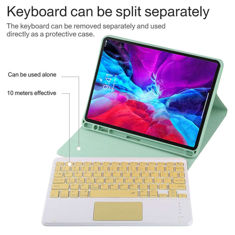 TG11BC Detachable Bluetooth Yellow Keyboard Microfiber Leather Tablet Case for iPad Pro 11 inch (...