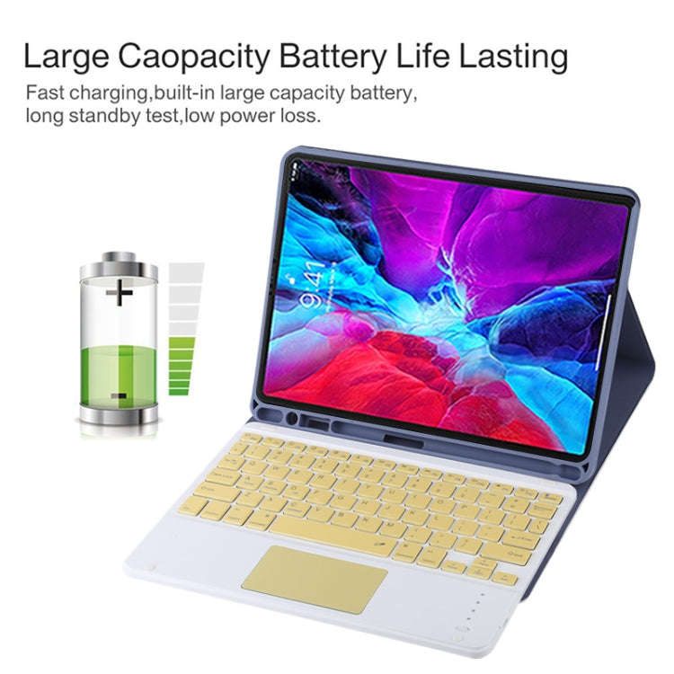 TG11BC Detachable Bluetooth Yellow Keyboard Microfiber Leather Tablet Case for iPad Pro 11 inch (...