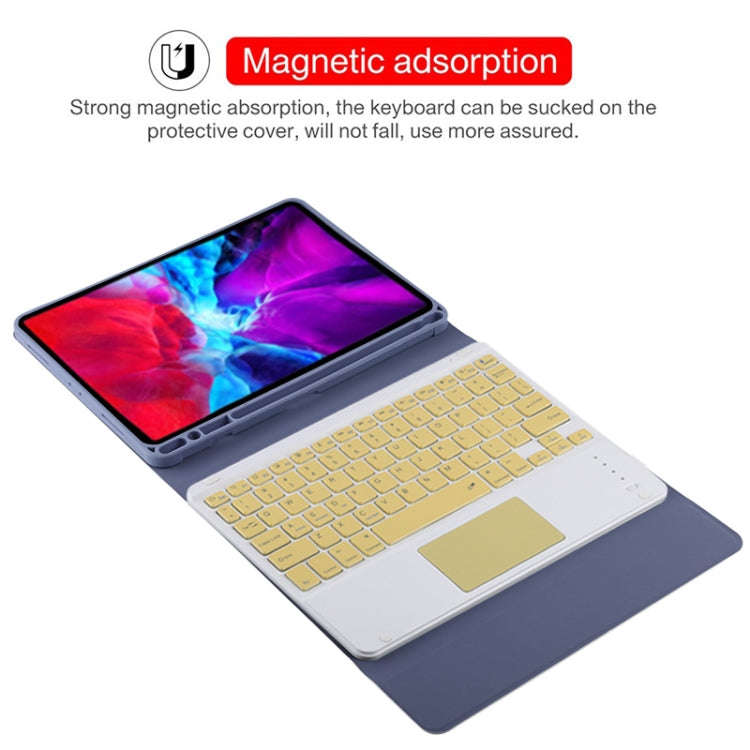 TG11BC Detachable Bluetooth Yellow Keyboard Microfiber Leather Tablet Case for iPad Pro 11 inch (...